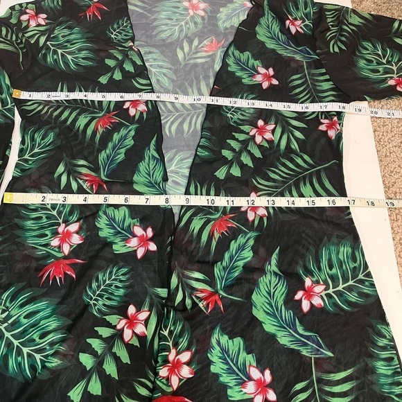 Tropical Mesh bathing suit Cover long sleeve open front Women’s 36” bust - Picture 6 of 10